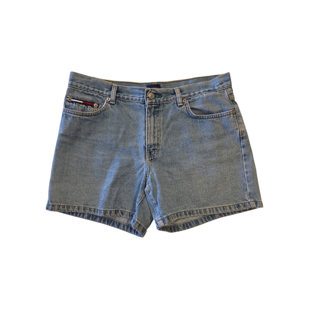 Vintage Tommy Jeans Hipster Denim Shorts Women's 11 Y2K Light Wash Flag